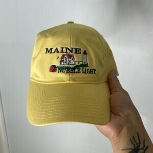 Maine Nubble Light Yellow Embroidered Adjustable Baseball Cap Hat NWOT